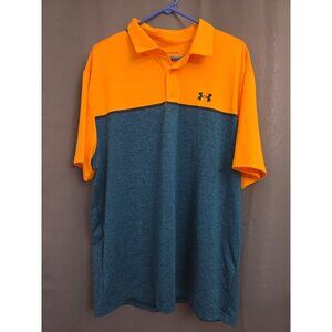 Under Armour The Playoff Polo Shirt Performance Orange Navy Golf Men's XL